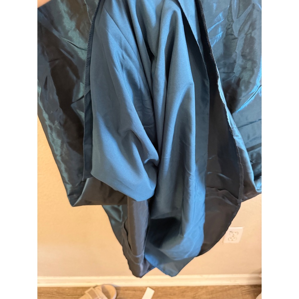 Belsoie Strapless Teal Satin Peplum Evening Gown Szโ 14 - Picture 11 of 11